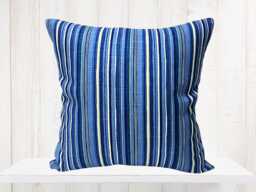 Blue & White Stripe Pillow Cover - Custom Home Decor - thumbnail 1