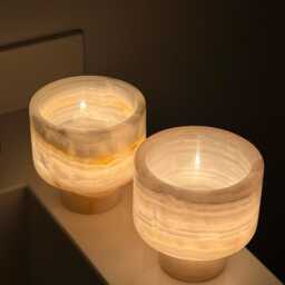 Handmade Onyx Marble Tea Light Candle Holder Elegant Home Decor - thumbnail 2