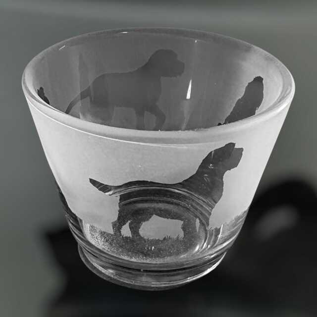 Italian Spinone Tealight - Rustic Glass Tea Light Holder With Italian Spinone Design - image 1
