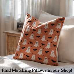 Halloween Cotton Woven Blanket, Happy Ghosts Bats Stars, Black White Orange, Modern Boho Decor, Cozy Throw, Checkered Border - thumbnail 4