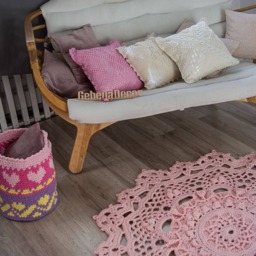 Pink Granny Square Crochet Pillow Cover Handmade Cotton Cushion - thumbnail 3