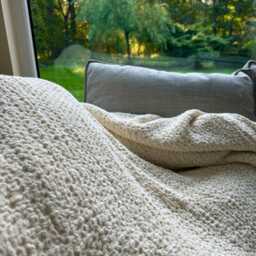 Voluminous Linen Blanket, Blanket, Throw, Natural Creamy Coverlet, Daybed Christmas Gift - thumbnail 2