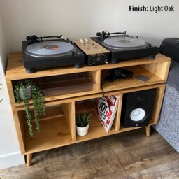 Vinyl Record Cabinet With Amp Shelf - Storage Unit Turntable Stand - thumbnail 4