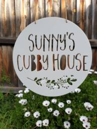 Personalised Cubby House Sign Floral Design-Laser Cut-Kids Gift-Wall Decor-Home Living-Keepsake-Treehouse-Plaque - thumbnail 1