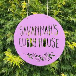 Personalised Cubby House Sign Floral Design-Laser Cut-Kids Gift-Wall Decor-Home Living-Keepsake-Treehouse-Plaque - thumbnail 3