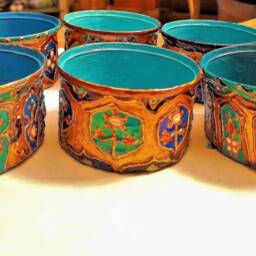 Mughal Tea Light Holders - Set Of 6 - Hand-Painted Persian Design - thumbnail 3