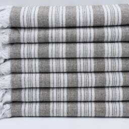 "Brown Towel, Bohemian Towel, Turkish Towels, Festival Towel, White Striped Towel, Peshtemal, 32""x65" - thumbnail 2
