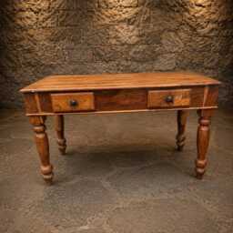 Large French Provincial Elm Coffee Table - Rustic Farmhouse With Drawers - thumbnail 2