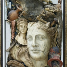 Athena Artemis Ceramic Wall Sculpture Painting Framed Hanging in Relief Handmade Greek Art Love Decor - thumbnail 2