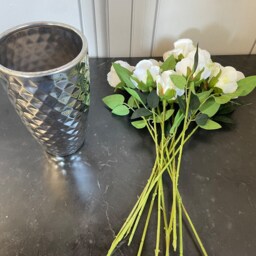 Large Chrome Silver Pineapple Textured Vase, Geometric Colour Conical Flower 25cm X 14cm Vase. Gift For Valentines, Mother's Day Etc - thumbnail 3