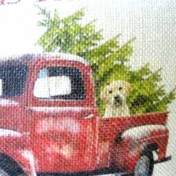 Red Truck Christmas Pillow Cover Burlap Farmhouse Decor - 12x16 - thumbnail 2