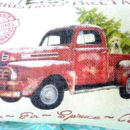 Red Truck Christmas Pillow Cover Burlap Farmhouse Decor - 12x16 - thumbnail 3