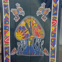 Psychedelic Magic Mushroom Tapestry, Indian Hippie Throw, Wall Hanging - 85x52 Inch - thumbnail 4