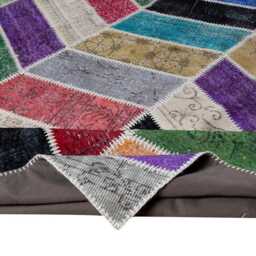 Multicolor Handmade Turkish Patchwork Rug - thumbnail 2