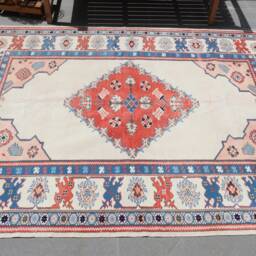 Oushak Rug, Gift For The Home, 5.1x7.1 Ft Area Rugs, Blue Bedroom Vintage Turkish Rugs Indoor, Ethnic Living Room - thumbnail 3