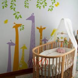 Giraffe Family Wall Decal, Jungle Nursery Decor, Butterflies & Leaves - thumbnail 3