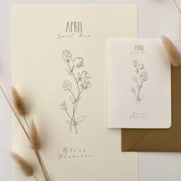 Personal Birth Flower Print & Cards - April May Birthday Gift Card Month Artwork - thumbnail 3