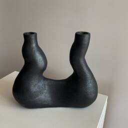 Made To Order Matte Black Ceramic Vase Handmade Candle Holder - thumbnail 3