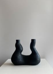 Made To Order Matte Black Ceramic Vase Handmade Candle Holder - thumbnail 1