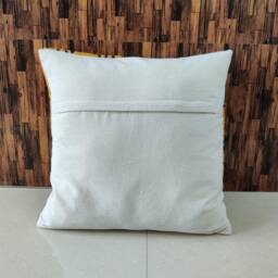 Embroidered Boho Pillow Cover Mustard Yellow & Teal Blue, 18x18 Inches - thumbnail 4