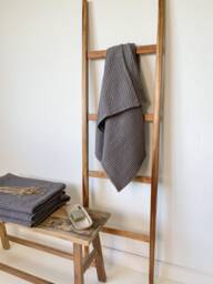 Dark Grey Waffle Bath Towel, Guest Pattern Washcloths Set, Sauna Vintage Towel