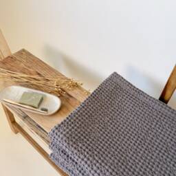 Dark Grey Waffle Bath Towel, Guest Pattern Washcloths Set, Sauna Vintage Towel - thumbnail 2