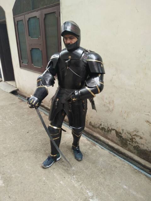 Combat Full Body Armour Black Knight Wearable Medieval Suit Of Armor - image 1