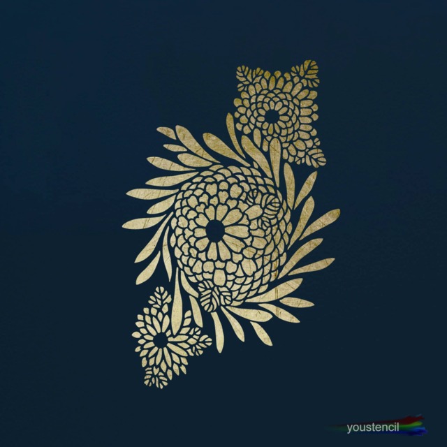 Japanese Dahlia Stencil For Walls, Art & Furniture. St82 - image 1
