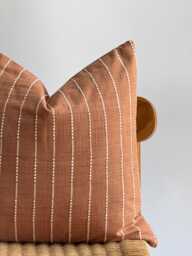 Terracotta Pillow Cover Hmong Batik Textile, Brown Home Decor - thumbnail 1