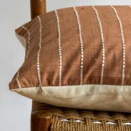 Terracotta Pillow Cover Hmong Batik Textile, Brown Home Decor - thumbnail 2