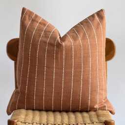 Terracotta Pillow Cover Hmong Batik Textile, Brown Home Decor - thumbnail 3