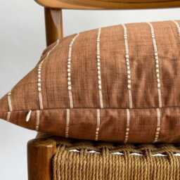 Terracotta Pillow Cover Hmong Batik Textile, Brown Home Decor - thumbnail 4