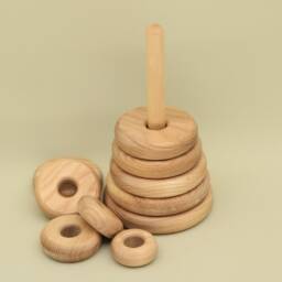 Handmade Wooden Stacking Pyramid Montessori Baby Toy - thumbnail 2