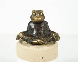 Bronze Frog Yoga Figurine, 2.1 Inch Animal Statue, Brass Decor, Ornament, Office Table Meditation Gift, Gift For Home