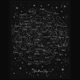Northern Sky Silver Foil Print, Astrology Constellations Star Map Chart Art, Celestial Minimal Black Wall Decor - thumbnail 2