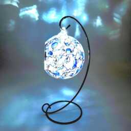 Abstract Distressed Glass Candle Holder Blue, Pearl & Copper - thumbnail 2