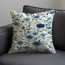 Blue Floral Cushion Cover, Botanical Flower Pillowcase, Soft Velvet Decorative Throw Pillow Cover For Sofa Living Room Decor - thumbnail 3