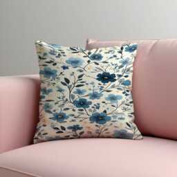 Blue Floral Cushion Cover, Botanical Flower Pillowcase, Soft Velvet Decorative Throw Pillow Cover For Sofa Living Room Decor - thumbnail 2