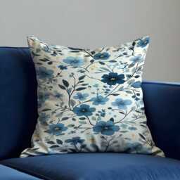 Blue Floral Cushion Cover, Botanical Flower Pillowcase, Soft Velvet Decorative Throw Pillow Cover For Sofa Living Room Decor - thumbnail 1