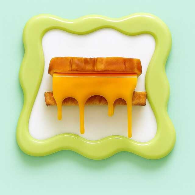 Grilled Cheese Resin Wall Art Sculpture Kitsch Dopamine Decor Retro Kitchen Hanging Food Pop Quirky Cheesy Home Accent - image 1
