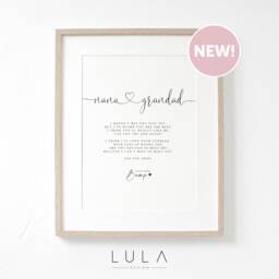 Nana & Grandad Hello Poem From Bump A4 Or A5 Print, Pregnancy Announcement, Christmas Gift, Grandparents To Be - thumbnail 1