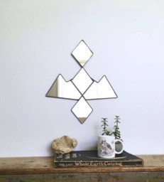 Owl Cave Wall Mirror Geometric/Handmade Diamond Mountain Range Bird Symbol Twin Peaks Fan Art - thumbnail 1