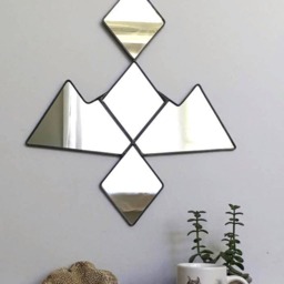 Owl Cave Wall Mirror Geometric/Handmade Diamond Mountain Range Bird Symbol Twin Peaks Fan Art - thumbnail 2