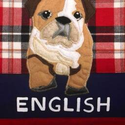 Framed English Bulldog Fabric Art, Bulldog 8 X 10 Dog Wall Decor, Felt Art - thumbnail 2