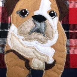 Framed English Bulldog Fabric Art, Bulldog 8 X 10 Dog Wall Decor, Felt Art - thumbnail 3