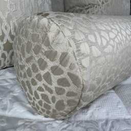 Luxurious Textured Bolster Cushion in Designer Cobbler Fabric - Taupe Home Decor - thumbnail 2