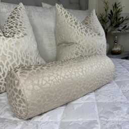 Luxurious Textured Bolster Cushion in Designer Cobbler Fabric - Taupe Home Decor - thumbnail 1
