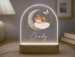 Personalised Children's Princess Night Light - Led Lamp Nursery Decor Baby Girl Gift For New Name Sign Bedroom