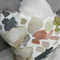 Watercolour Cushion Cover, Orange John Lewis & Partners Fabric, Mirren. High Quality Handmade Pillow Double Sided - thumbnail 2