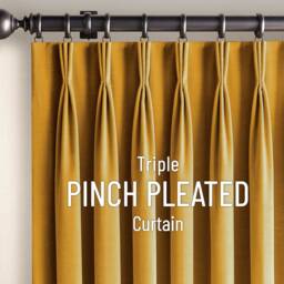 Pinch Pleat Curtains, Pleat Drapes, Pleated Extra Long & Wide Curtain, Triple Curtains - thumbnail 3